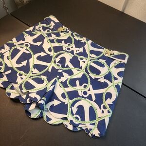 Mudpie Nautical Anchor Print Scalloped Shorts